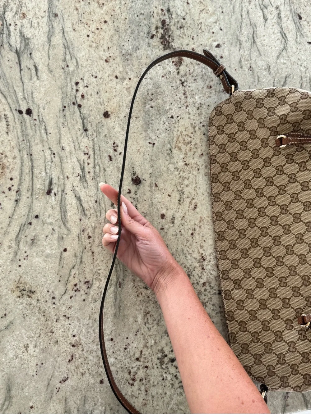 🔹 Gucci Beige GG Canvas Two Way Shoulder Bag Interlocking 100% Authentic